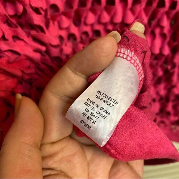 LINEA DOMANI Faux Suede Pink Eyelet Top Size XL - Picture 4 of 7